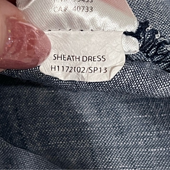 Horny Toad Linen Sheath Dress Blue Chambray Shift Knee Length Sleeveless, sz S - Picture 4 of 10